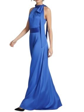 NWT SACHIN + BABI French Blue Sleeveless Tie Neck Dress Gown Size 6